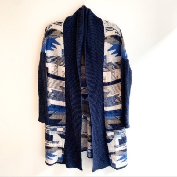 H&M Women's Cardigan Knit Sweater Long Maxi Duster Aztec Southwestern Print - Picture 5 of 16